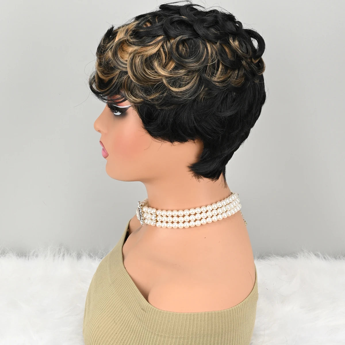Premium Heat Resistant Short Curly Pixie Wig for Women