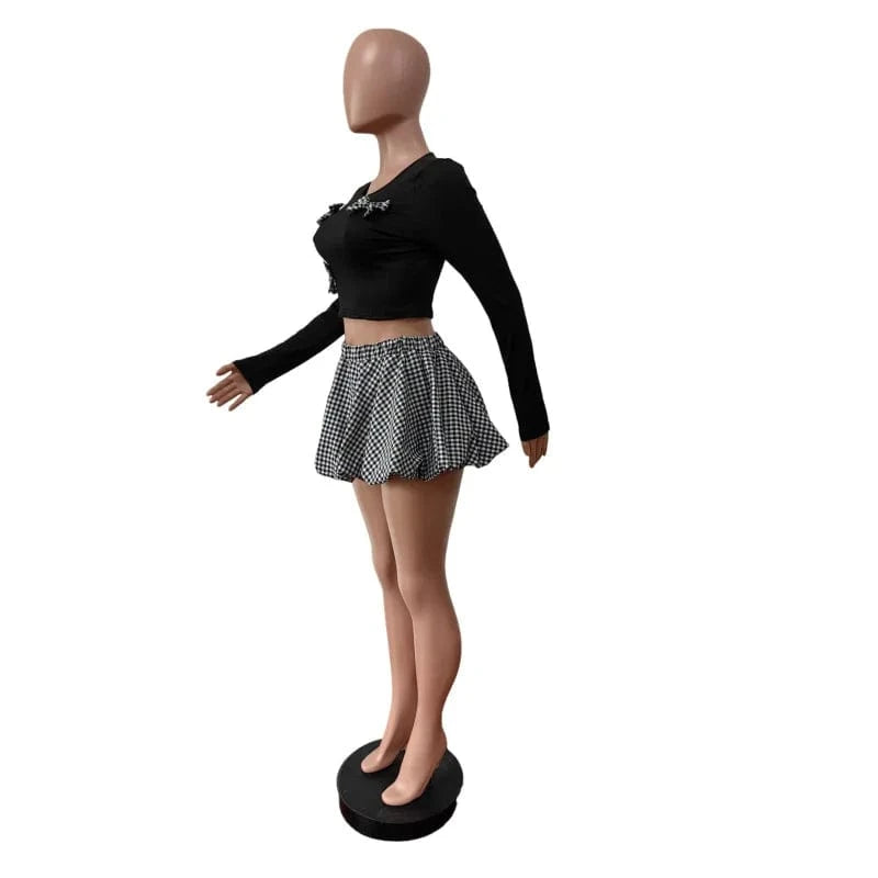 Lovely Girl Streetwear Mini Skirt Outfit Set Sexy Lady Elegant Two Pieces Club Matching Set Jacket+Mini Skirt