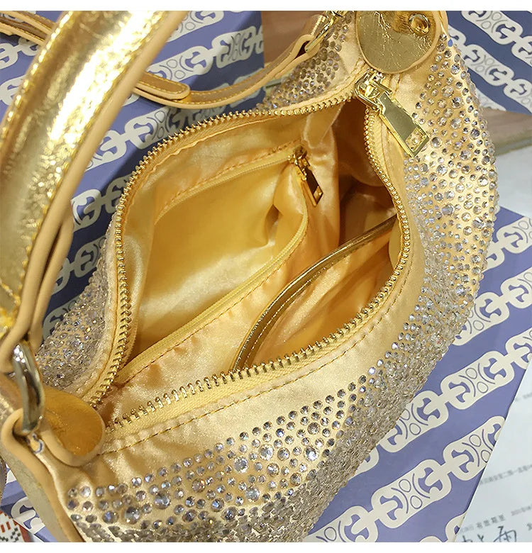 Large Capacity Rhinestone Evening Handbag for Women