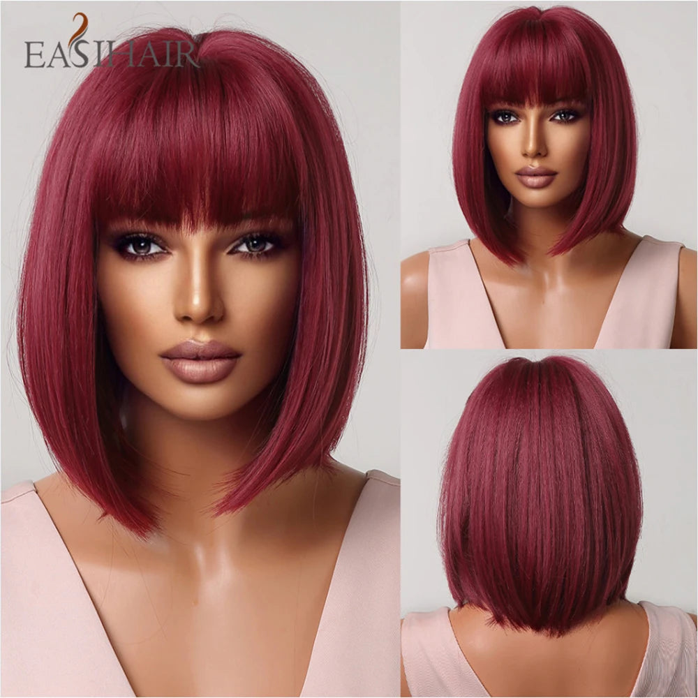Light Blonde Bob Wig With Bangs for Women Heat Resistant