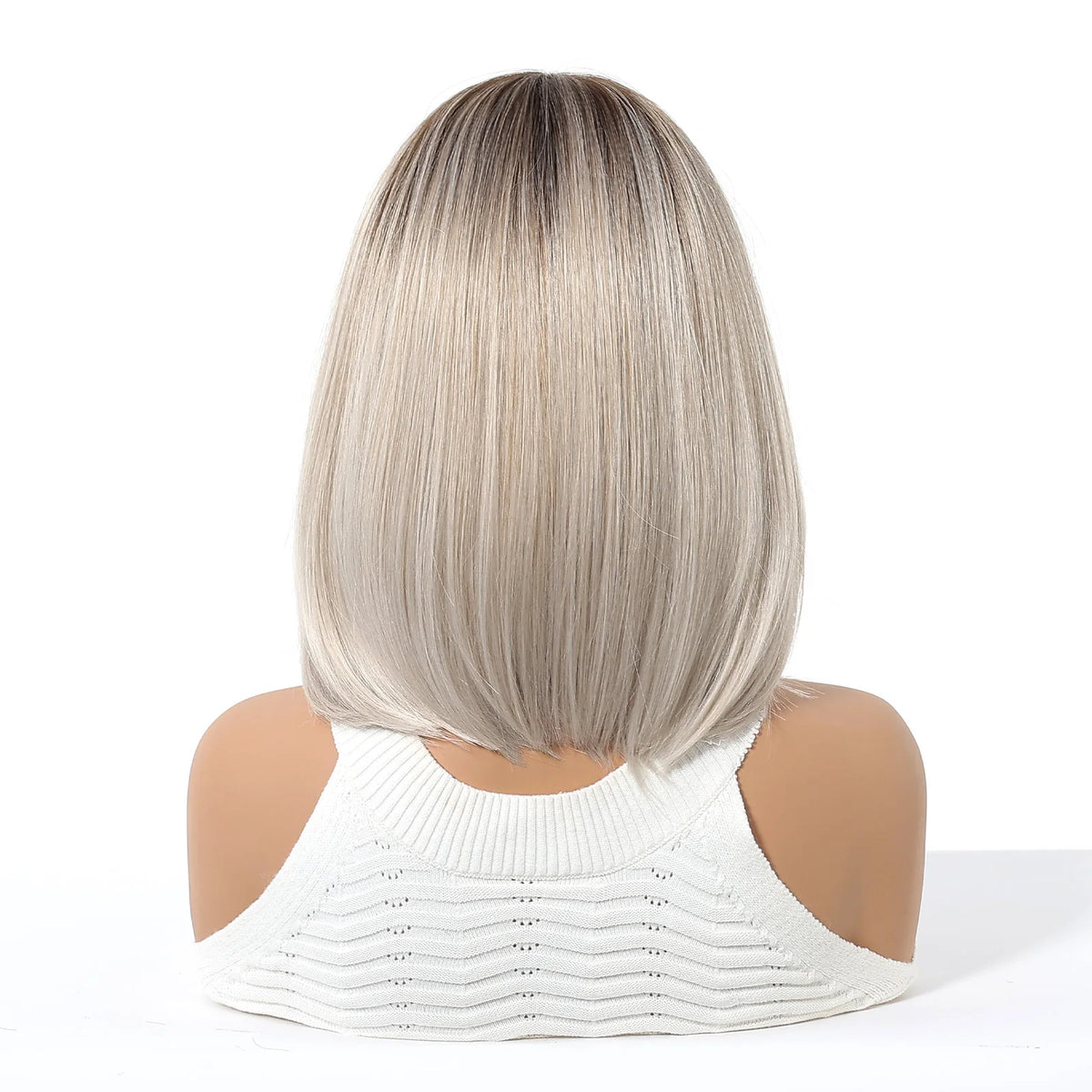 Short Ombre Platinum Blonde Lace Front Wig for Women