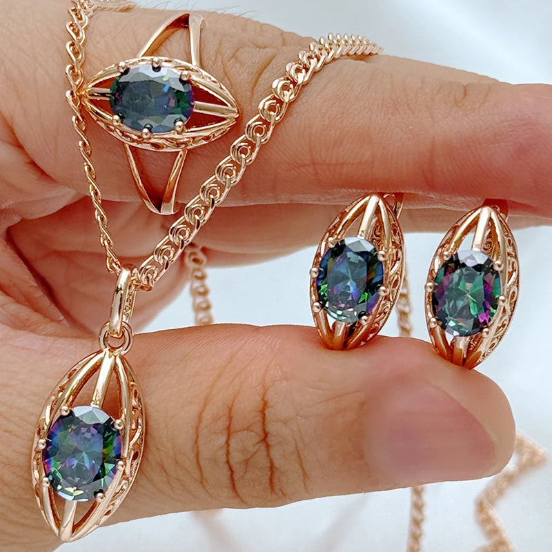 Colorful Cubic Zirconia Jewelry Set