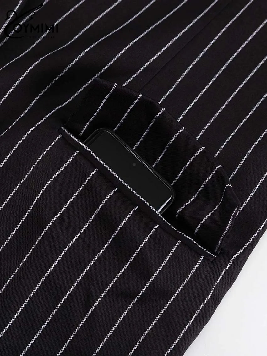 Oymimi Elegant Black Print Two Pice Outfits For Women Fashion Long Sleeve Single Button Blazers And High Waist Shorts Female Set