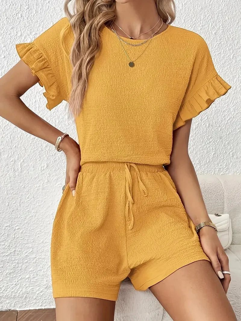 Casual Vacation Wear Two Piece Shorts Set for Women