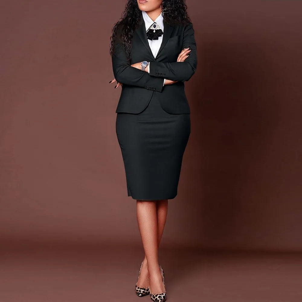 Elegant Two Piece Set With Long Sleeve Top And Midi Skirt for Women