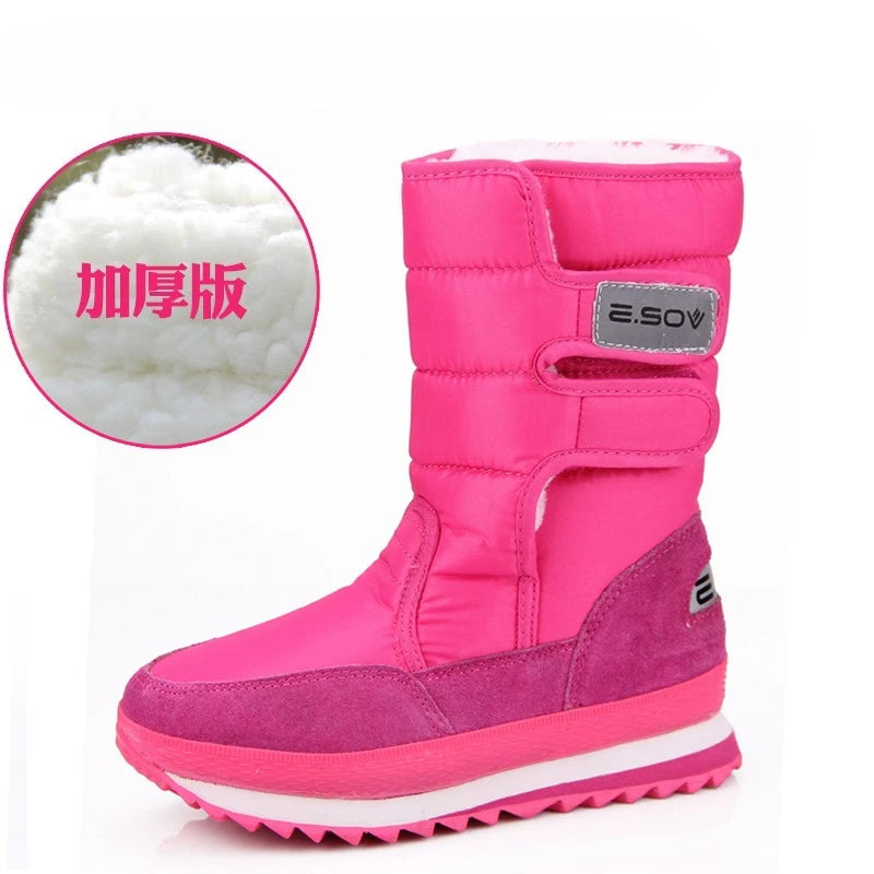 Thick Waterproof Plush Mid Calf Snow Boots for Women