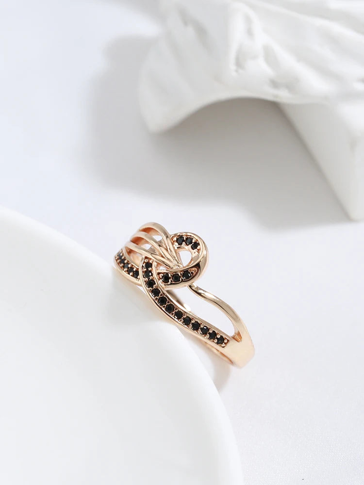 Rose Gold Black Zircon Cross Ring
