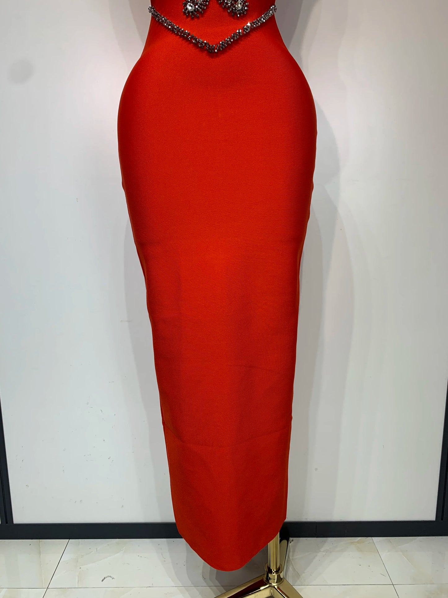 High Quality Strapless Beading With Necklace Bandage Dress  Celebrity Elegant  Evening Party Fancy Club Birthday Dresses