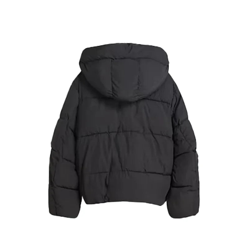 Women 's Down Jackets Vintage Hooded Single Breasted Puffer Full Sleeve Padded Cotton Coats Female 2025 Autumn Lady Streetwears