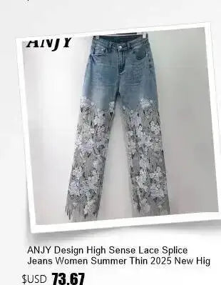 ANJY Autumn New Women's Streetwear Y2K Chic Fashion Safari Style Niche Personality Spliced Button Jeans Casual Denim Pants A7689