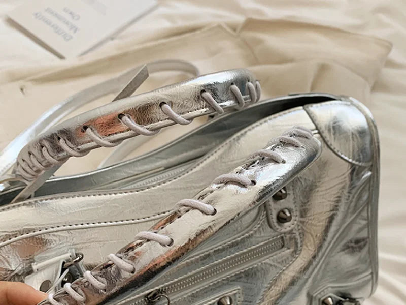 Rivet Embellished Faux Leather Tote Bag