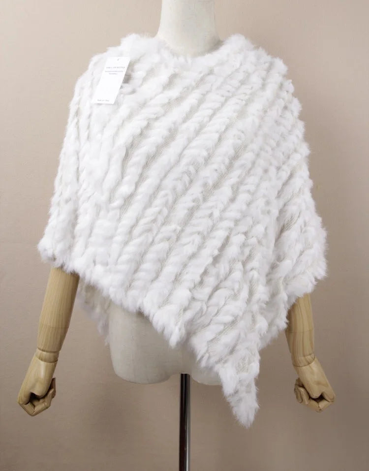 Rabbit Fur Knit Shawl Coat