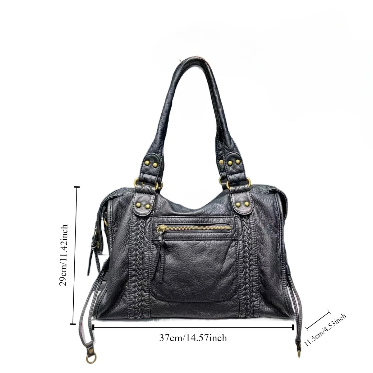 Vintage Washed PU Leather Shoulder Bag