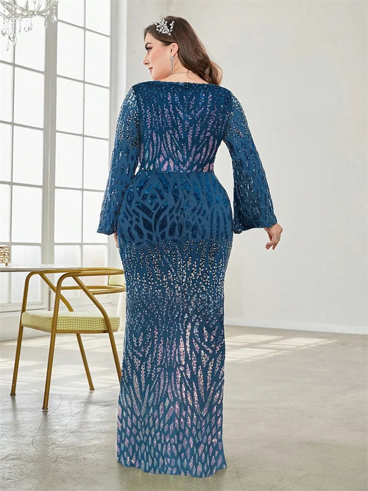 Plus Size Sequin Evening Dress