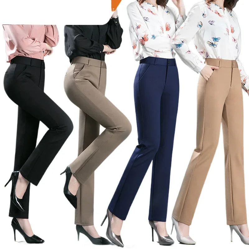 High Waist Straight Leg Relaxed Fit Pants For Women