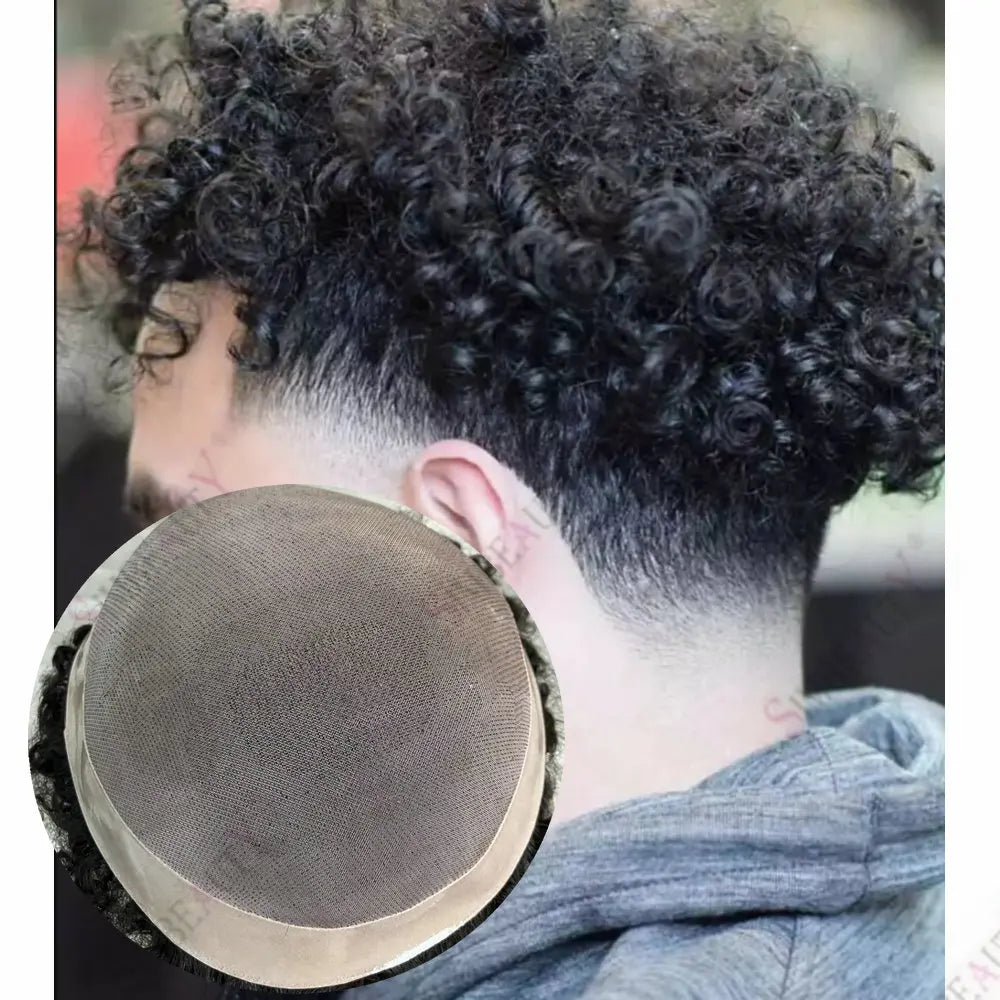 Natural Looking Kinky Curly Afro Human Hair Toupee for Women