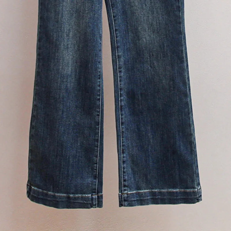 ANJY Autumn Women American Style Vintage High-End Chain Design Slimming Straight Jeans Ins Trend Versatile Wide-Leg Pants A10635