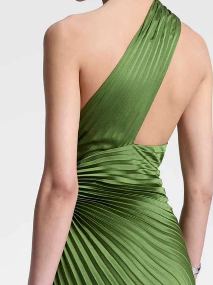 Sleeveless Skew Neck Patchwork Maxi Dress for Women