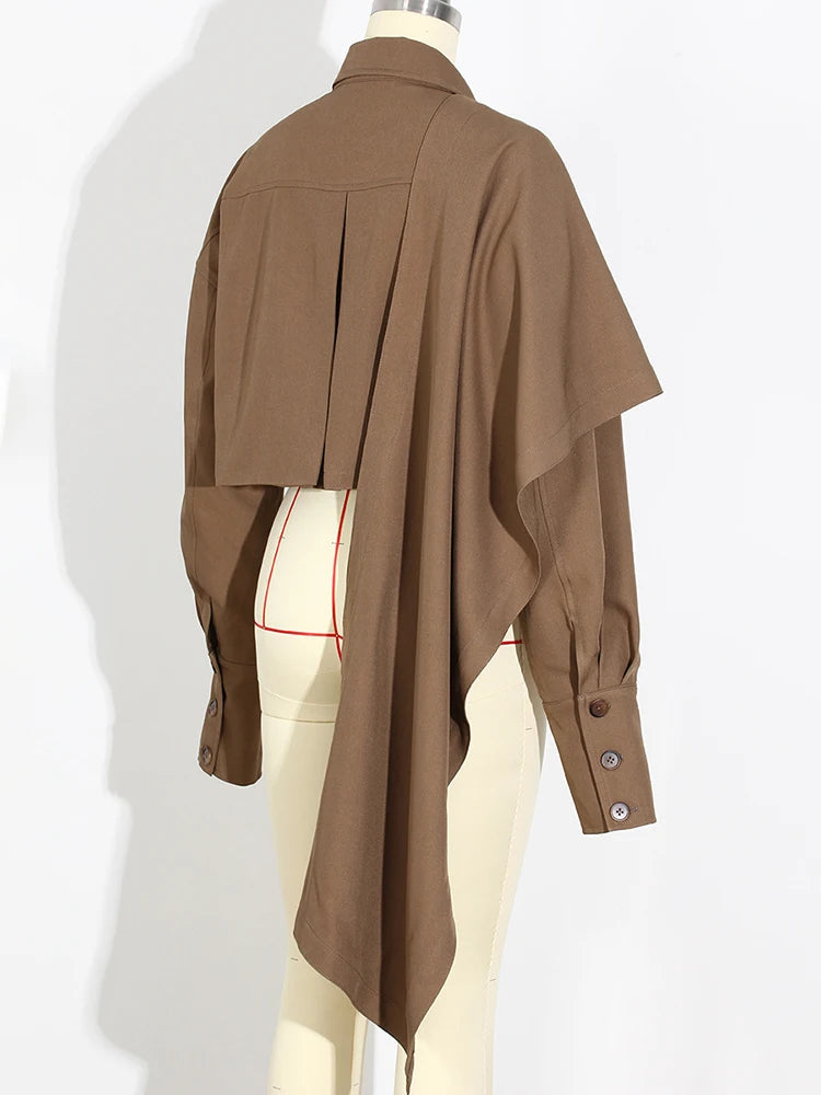 Caramel Shirt and Wide Leg Pants Two Piece Set for Women