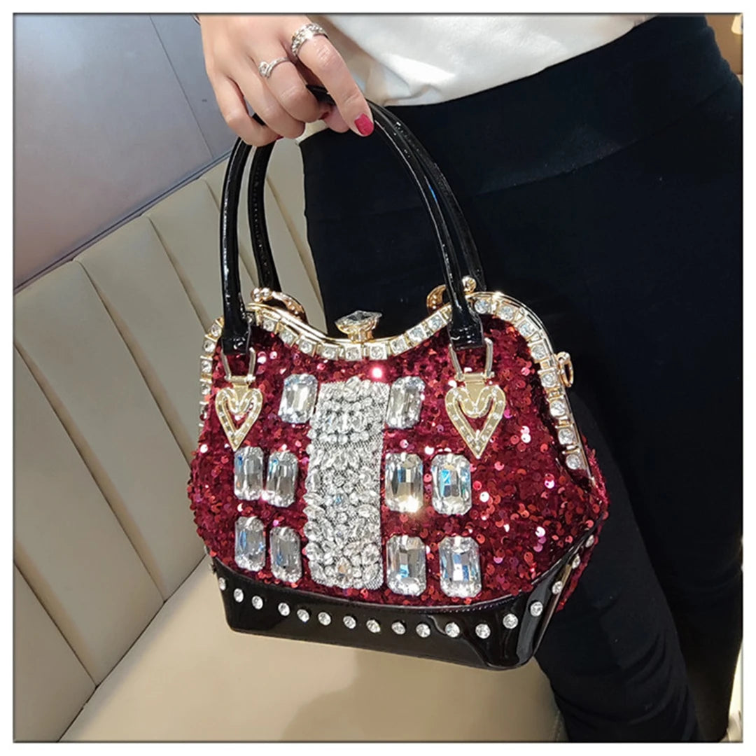 Crystal Sequin One Shoulder Crossbody Handbag for Women