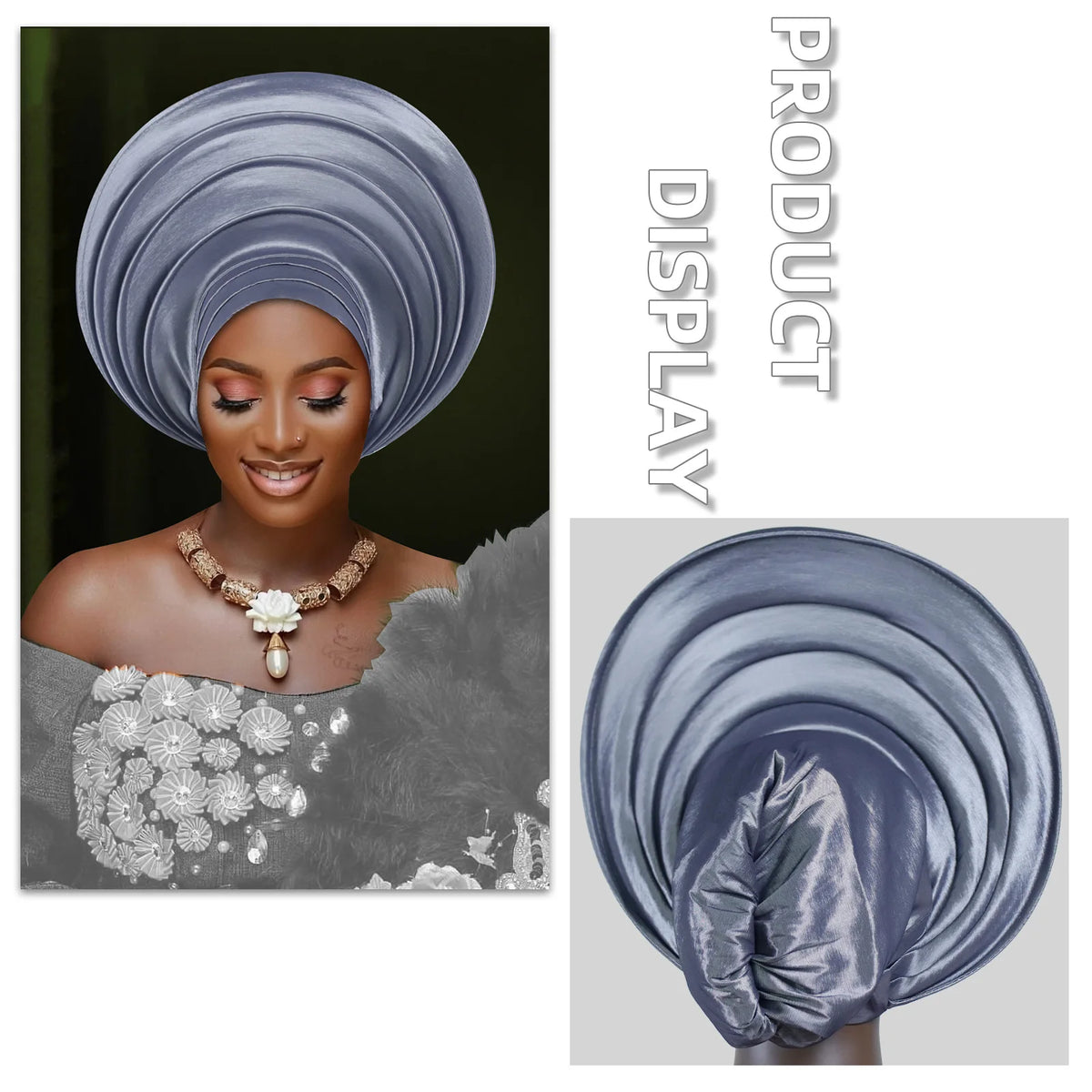 African Wedding Gele Turban Head Wrap Cap for Women