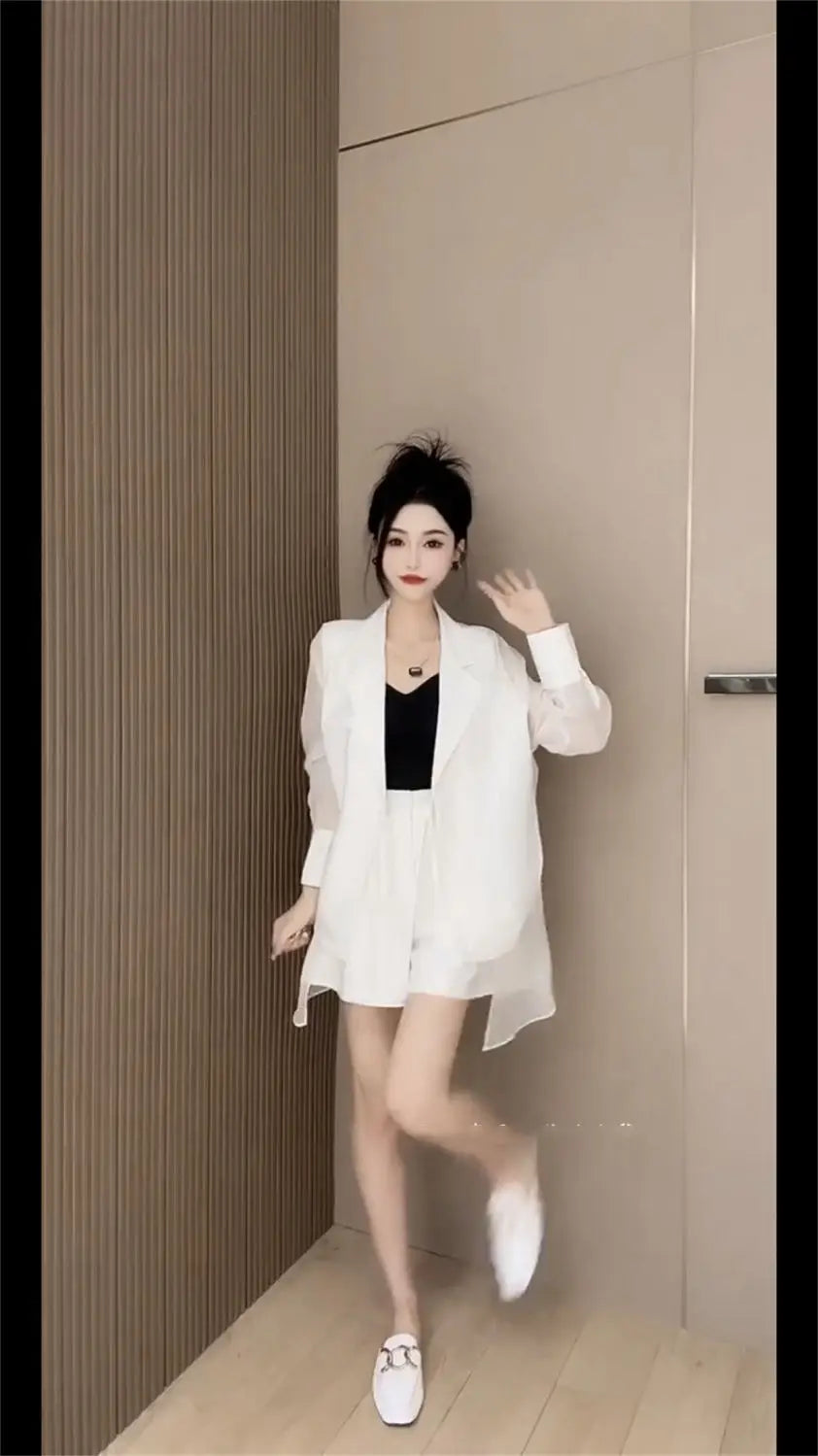 Summer 2 Piece Outfits 2025 Formal Kit Office Blazer Suits Set of Two Fashion Pieces for Women Shorts Cheap Womens Matching Sets
