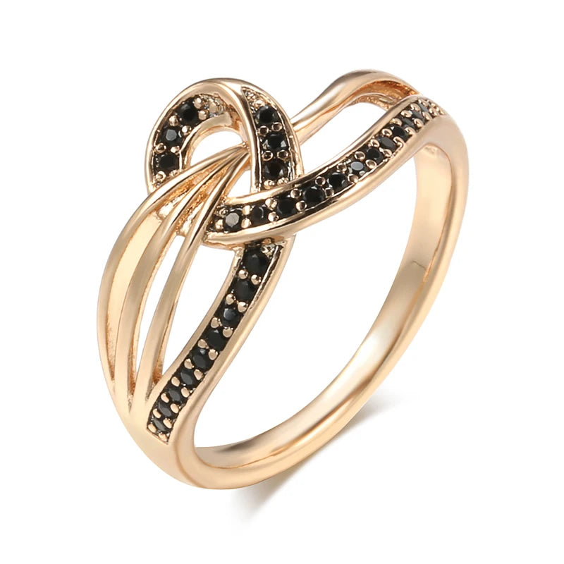 Rose Gold Black Zircon Cross Ring