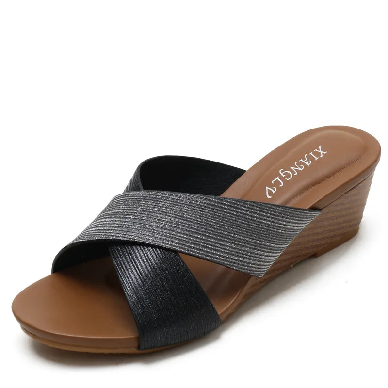 Bohemian Wedge Open Toe Sandals Lightweight Summer Casual for Women