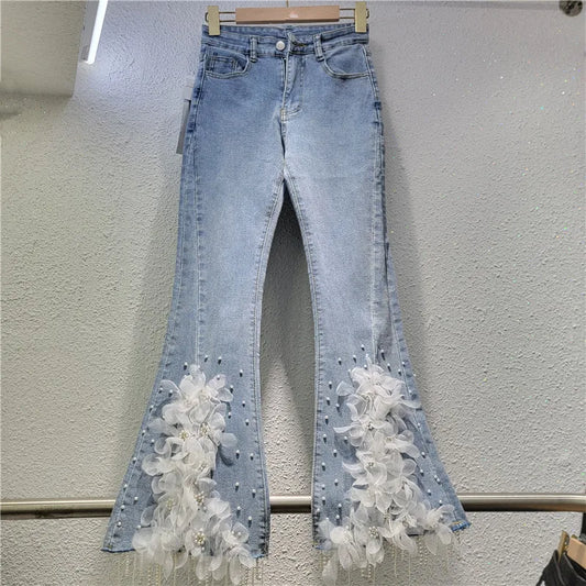 High Waist Floral Embroidered Jeans
