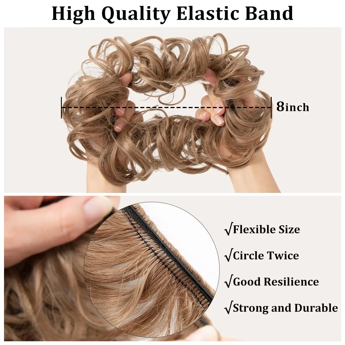 Wavy Curly Human Hair Messy Bun Hairpiece for Women