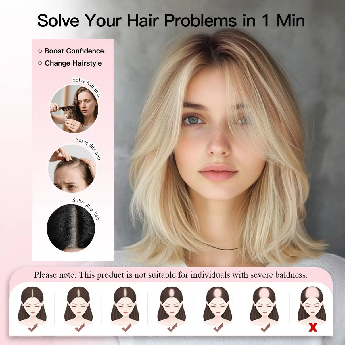 Middle Part Brown Mixed Blonde Human Hair Topper for Women