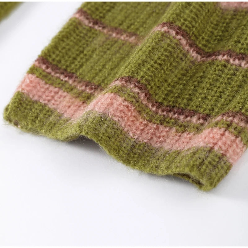 Cozy Jacquard Knit Turn-Down Collar Cardigan for Women