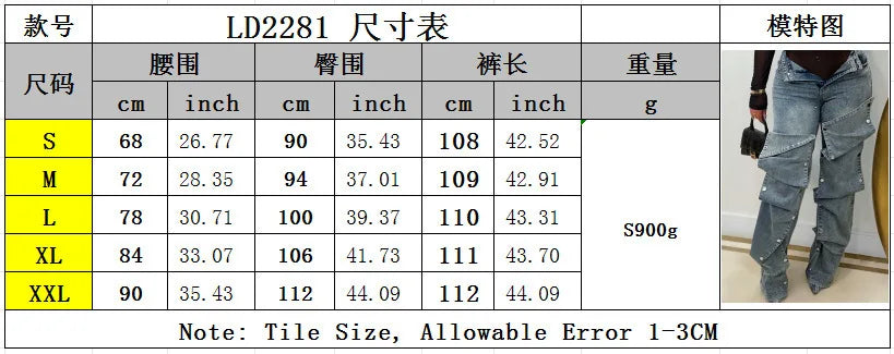 Classic Blue High Waist Straight Cargo Pants for Women