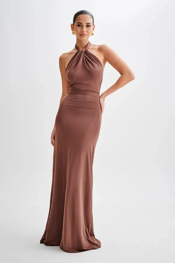 Elegant Sleeveless O Neck Ankle Length Dress for Women