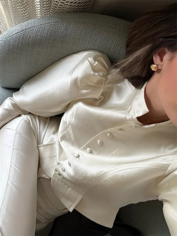 Cropped Satin Patchwork Top