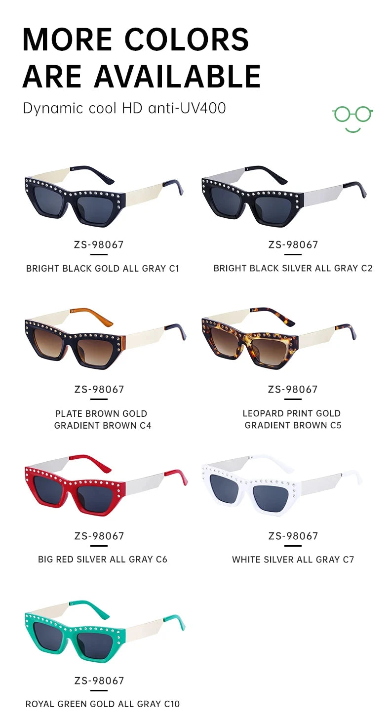 Rhinestone Cat Eye Rectangle Sunglasses