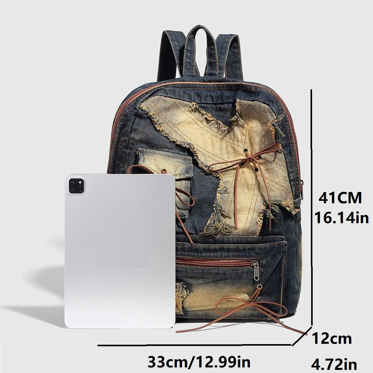 Washed Denim Backpack With Large Capacity for Women