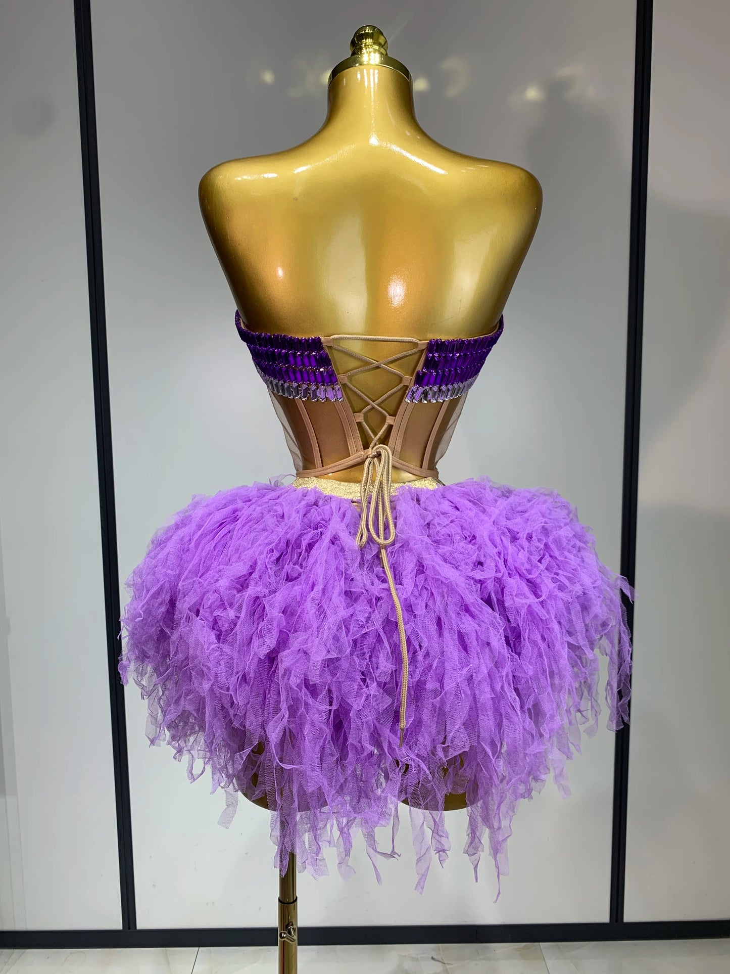 Sparkly Black Sequins Two Pieces Set for Women Party Evening Prom Celebrate Birthday Photo Shoot Dress Nightclub Dance Costume