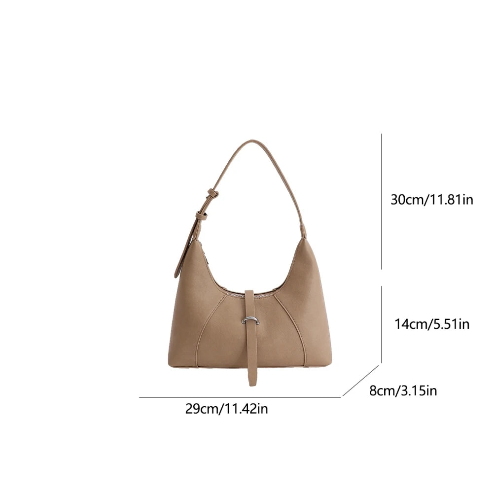 Solid Color Faux Leather Hobo Shoulder Bag for Women