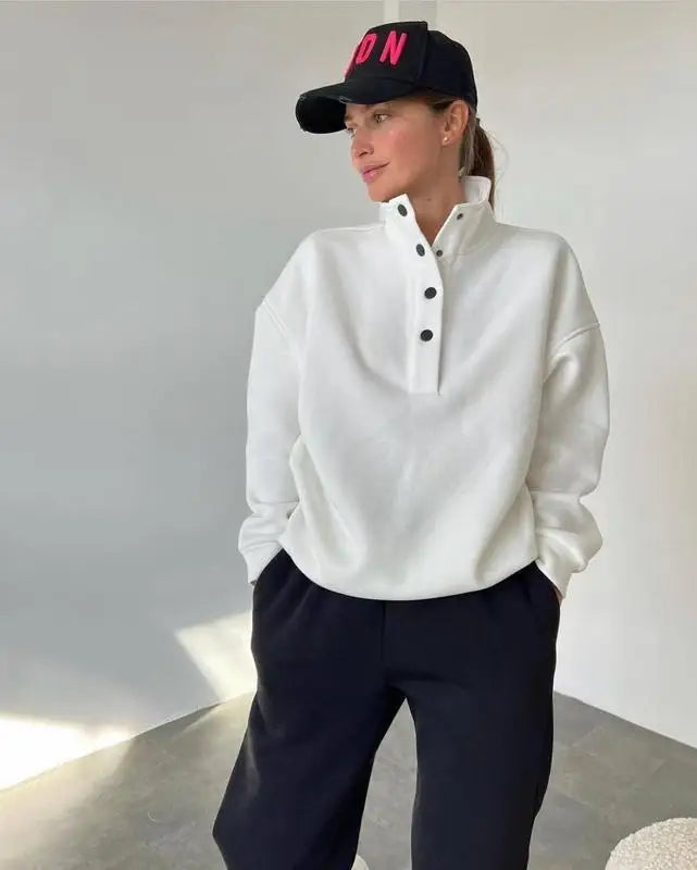 Oversized Warm Casual Hoodie and Long Pants Set for Women