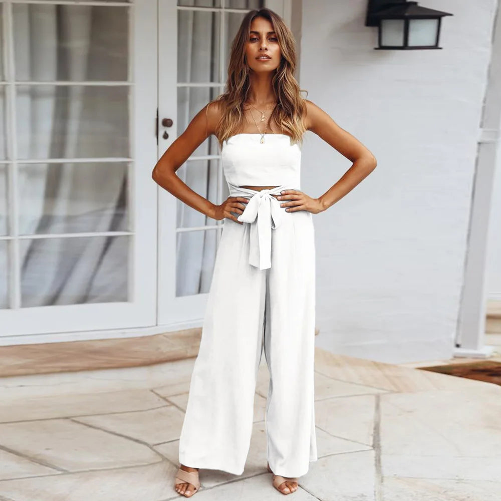Casual Backless Slim Suspenders Straight Jumpsuit for Women