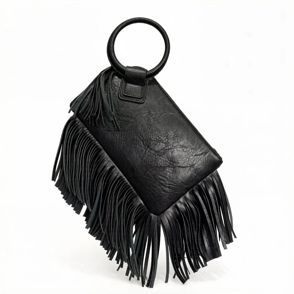 Vintage Tassel Fringe Zipper Clutch Handbag for Women