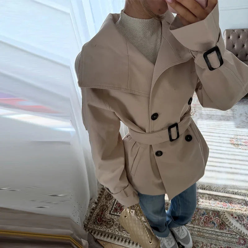 Relaxed Fit Belted Single Breasted Jacket for Women