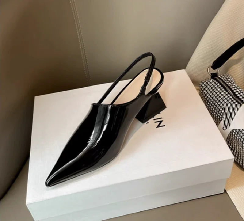 European Genuine Leather High Heel Sandals for Women