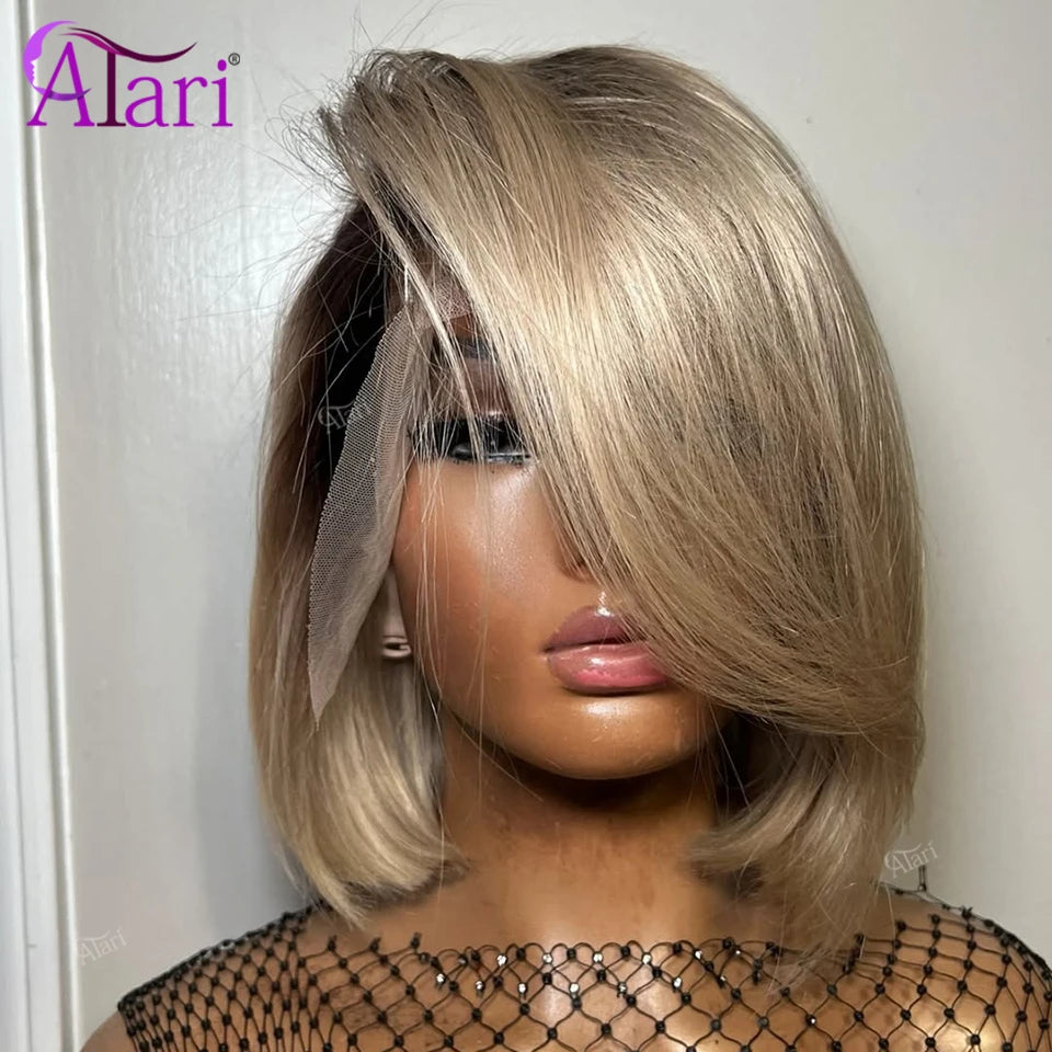 Ombre Blonde Wavy Bob Human Hair Wig