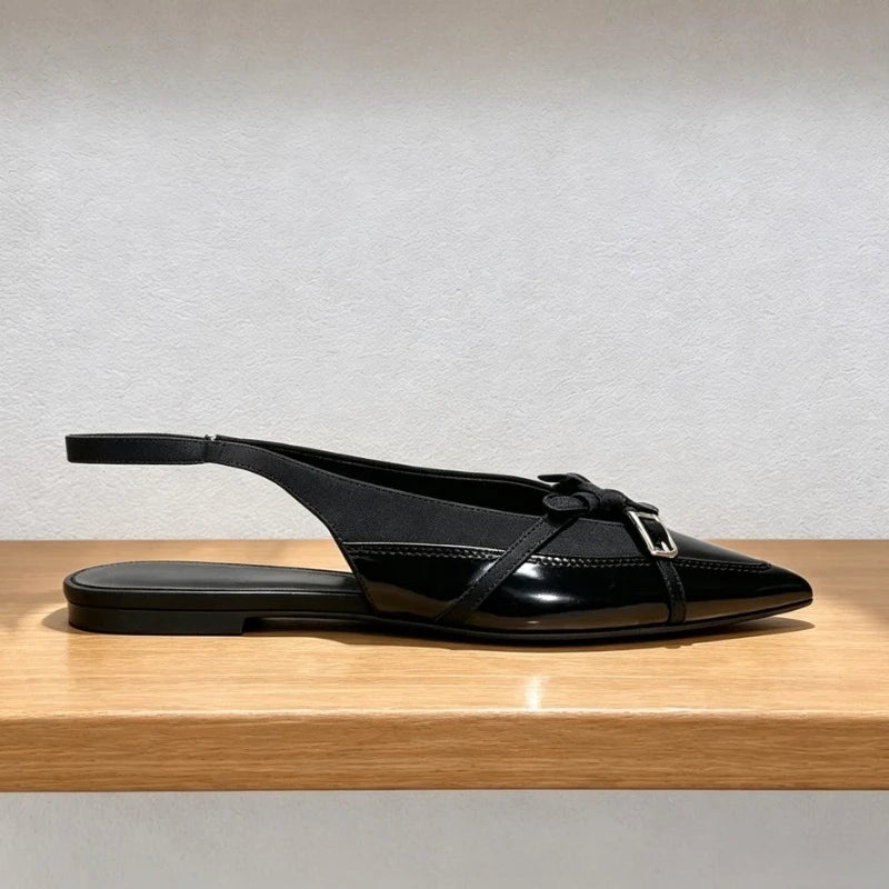 Pointed Toe Buckle Strap Slingback Flats for Women