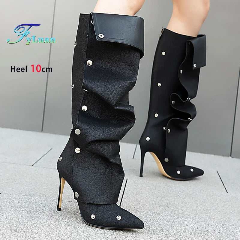 Pointed Toe Stiletto Zipper Ankle Boots