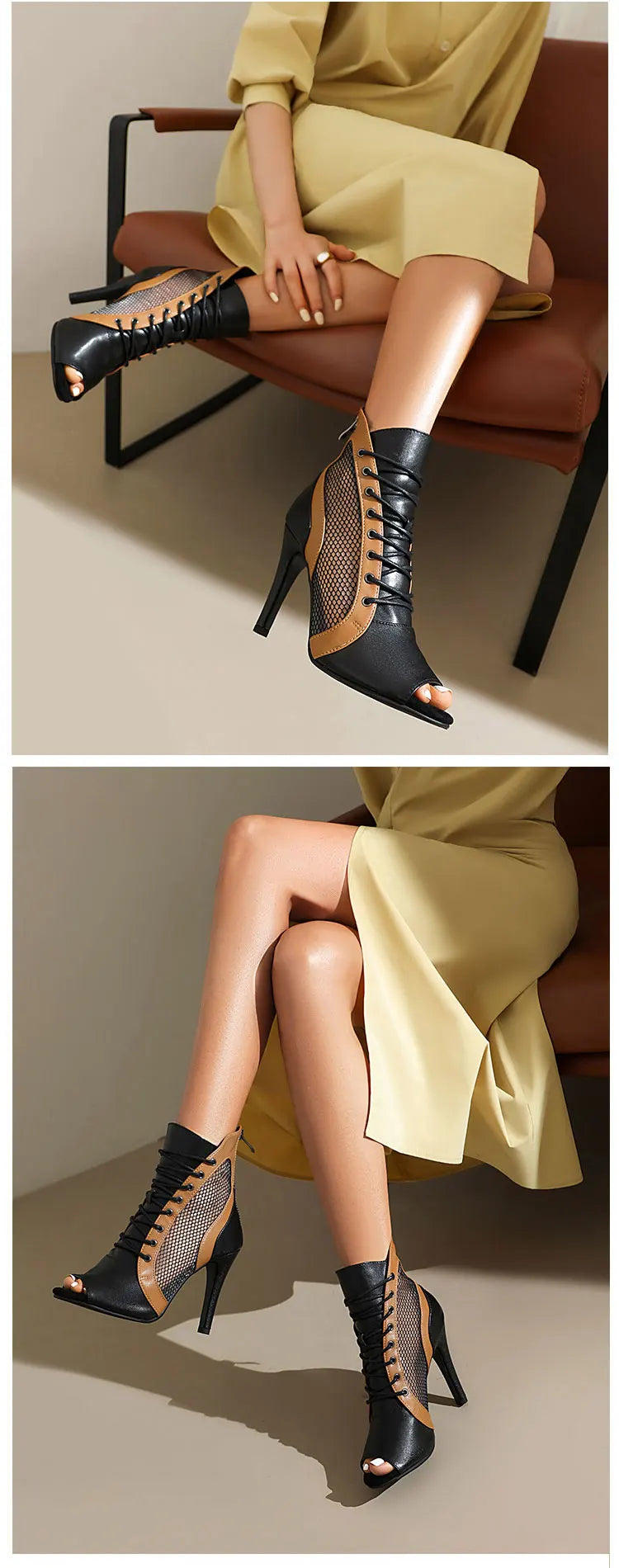 Lace-Up Stiletto Latin Dance Ankle Boots for Women