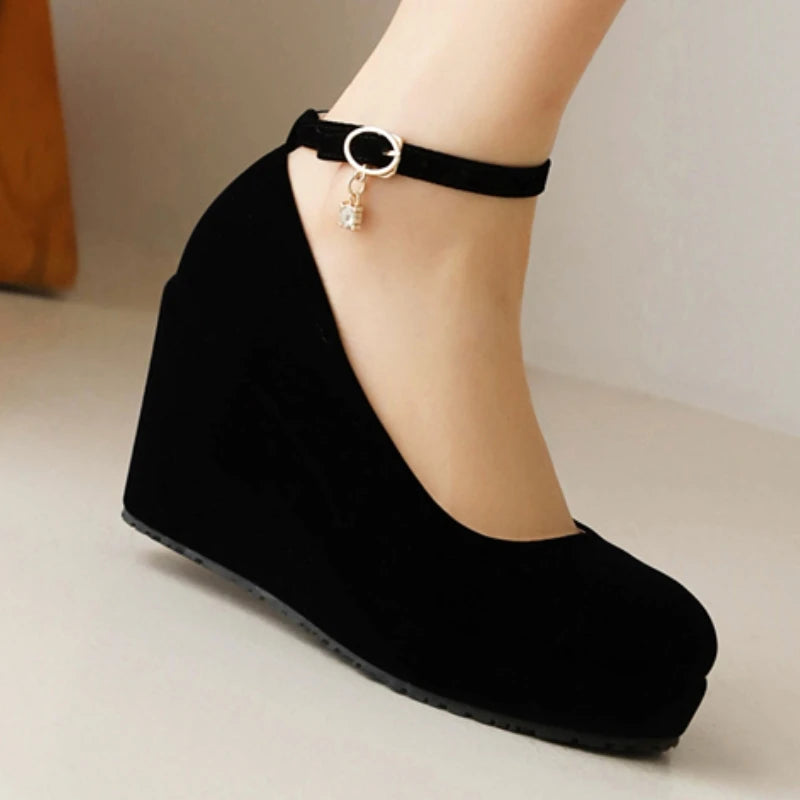 Buckle Strap Platform Wedge Heels