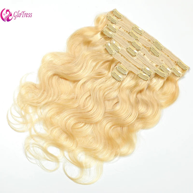 Clip in Hair Extensions 613 Blonde Body Wave 8-26 Inches Brazilian Virgin Remy Human Hair High Quality Natural Style Full Head